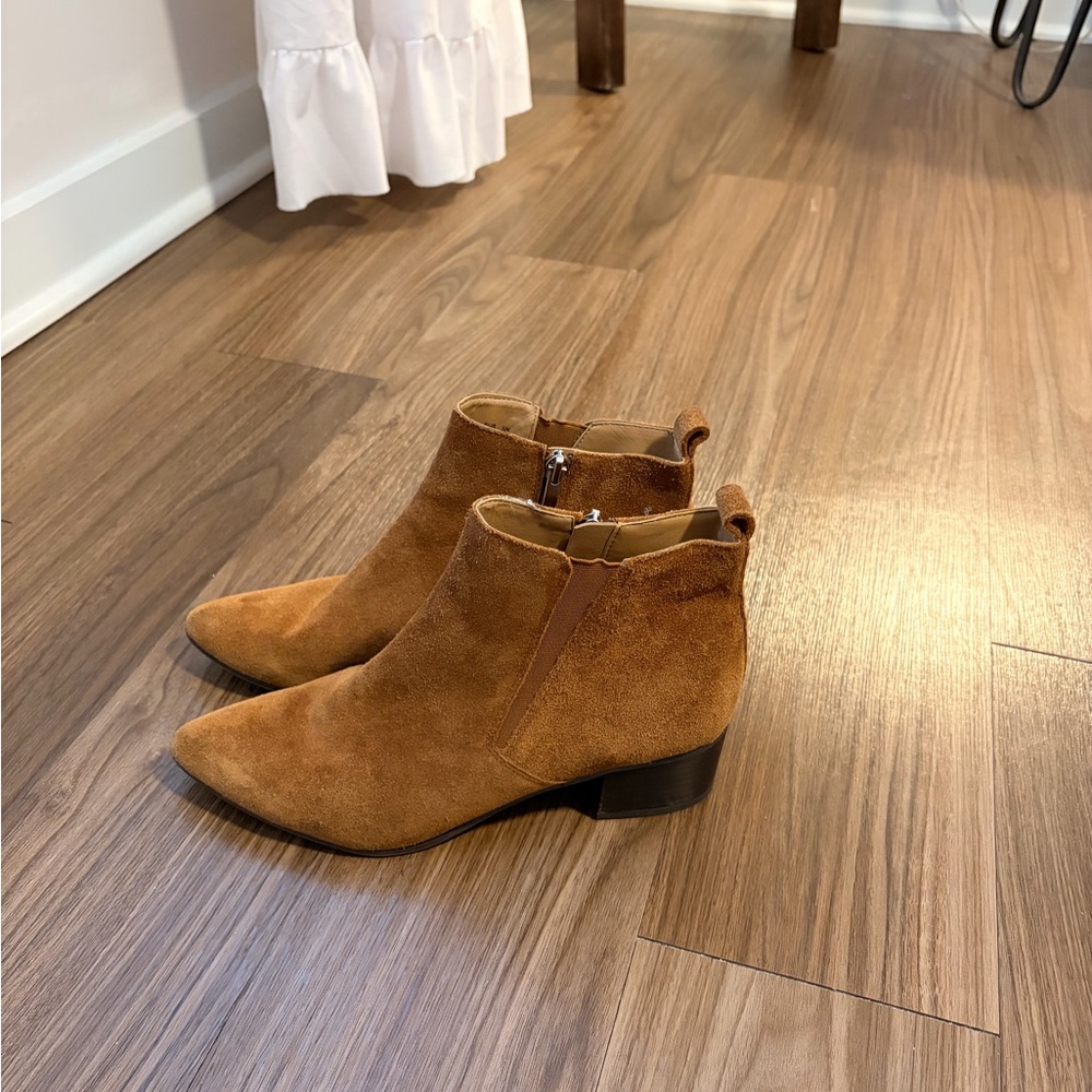 Franco Sarto Tan Suede Ankle Booties